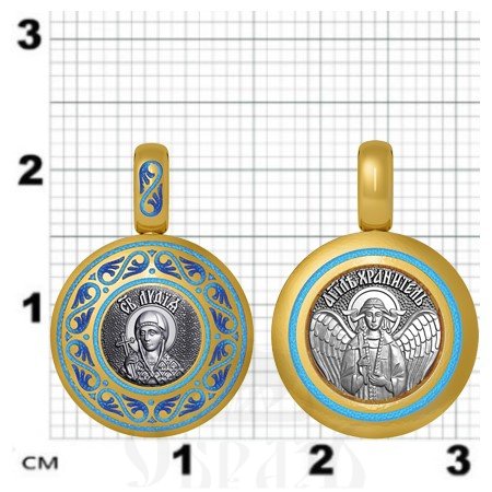 нательная икона святая мученица лидия иллирийская, серебро 925 проба с золочением и эмалью (арт. 01.024)