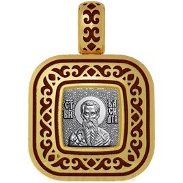 нательная икона святитель григорий богослов, серебро 925 проба с золочением и эмалью (арт. 01.067)
