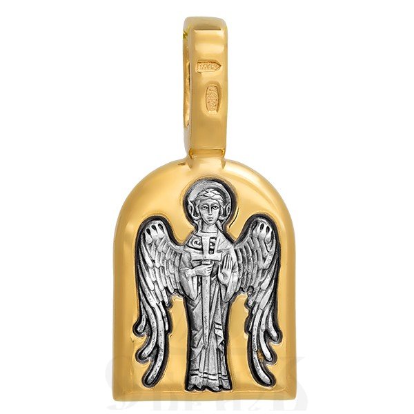 образок «святой апостол пётр. ангел хранитель», серебро 925 проба с золочением (арт. 102.116)