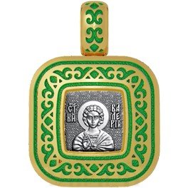 нательная икона святой мученик валерий севастийский, серебро 925 проба с золочением и эмалью (арт. 01.058)