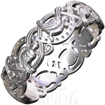 православное кольцо "птицы небесные" (прорезное), серебро 925 пробы (арт. 16.003)