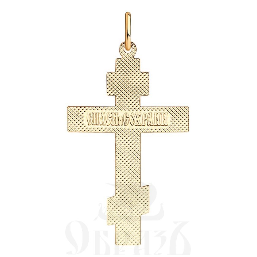 серебряный крест с молитвой «спаси и сохрани» (sokolov 93120023), 925 проба с золочением