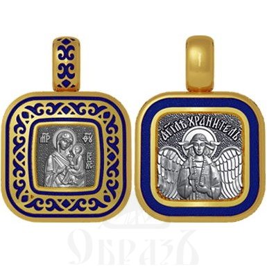 нательная икона божия матерь тихвинская, серебро 925 проба с золочением и эмалью (арт. 01.109)