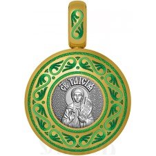 нательная икона святая блаженная таисия египетская, серебро 925 проба с золочением и эмалью (арт. 01.049)