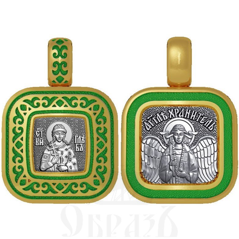нательная икона святой благоверный князь страстотерпец глеб, серебро 925 проба с золочением и эмалью (арт. 01.096)