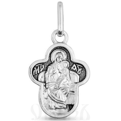 крест с образом божией матери всецарица, серебро 925 проба (арт. 43293)