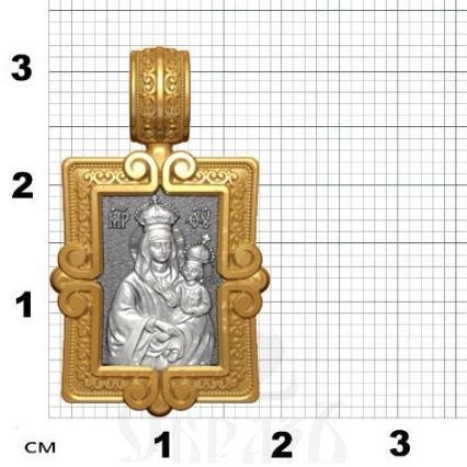 нательная икона божия матерь барская, серебро 925 проба с золочением (арт. 18.008)