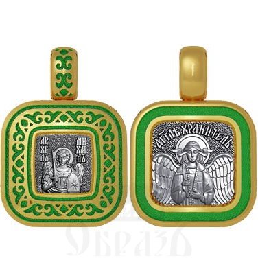 нательная икона святой архангел михаил архистратиг, серебро 925 проба с золочением и эмалью (арт. 01.078)