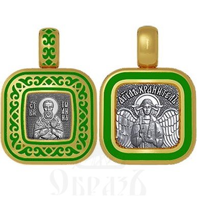 нательная икона святой праведный иоанн кронштадский, серебро 925 проба с золочением и эмалью (арт. 01.121)