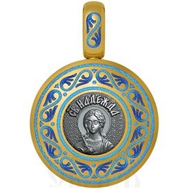 нательная икона святая мученица надежда римская, серебро 925 проба с золочением и эмалью (арт. 01.029)