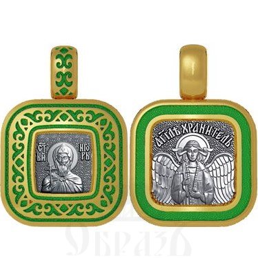 нательная икона святой благоверный князь игорь черниговский, серебро 925 проба с золочением и эмалью (арт. 01.073)