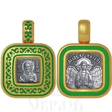 нательная икона святой пророк иоанн предтеча и креститель господень, серебро 925 проба с золочением и эмалью (арт. 01.072)